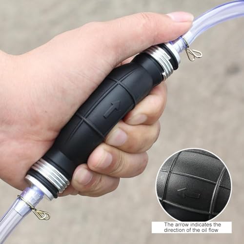 Siphon Pump for Gasoline Gas Oil Fuel Petrol Diesel Fluid Water Fish Tank, Fuel Siphon with 2 Durable PVC Syphon Hoses with Hose Clip, Metal Buckles, Fuel Transfer Pump