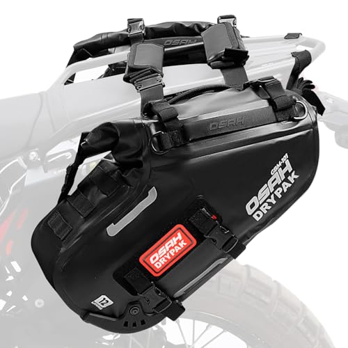 OSAH DRYPAK Motorcycle Saddle Bags, Waterproof Durable Saddlebags 24L(12L*2), Large Capacity Anti-Vibration Pannier Bags, Ideal Luggage Bag for Adventure and Sport Motorcycle Racks, 1 Pair - size: 24L