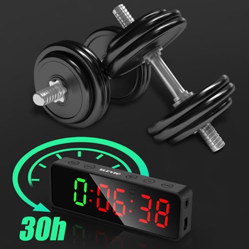 Small Gym Timer Clock Stopwatch Workout Interval Timer with Built-in Powerful Magnet, Large LED Digital Display, Home Accessories Countdown Clock for Home Gym Garage Crossfit Schools (Black) - color: Black