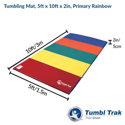 Tumbl Trak Gymnastics Folding Tumbling Panel Mat - color: Primary Rainbow, size: 5'x10'x2"