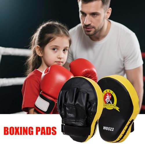Punching Pads - High Density Foam Material, Strike Training Tool, Shock Absorbing Durable Kickboxing Mitts, Handheld Combat Practice | Thai Karate MMA for Home Gym Workout Exercise - color: Yellow