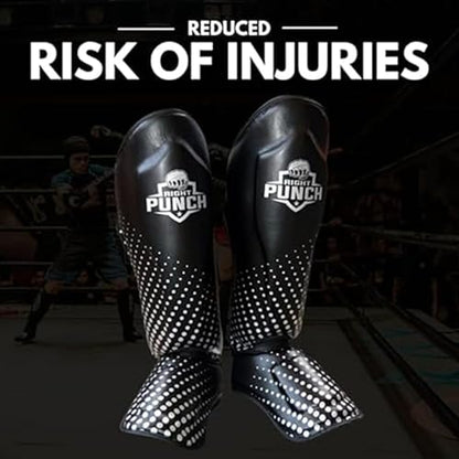 PU Leather Shin Guards for Kickboxing, MMA, Muay Thai Training, Protective Shin Pads - color: Black\Silver, size: X-Small