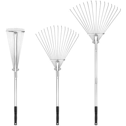 Buyplus Adjustable Garden Leaf Rake - 24 to 63 Inch Telescopic Metal Expandable Folding Leaves Rake, Metal Rakes for Leaves, Yard Rakes for Lawn Yard, Flowers Beds, Sliver - color: Sliver