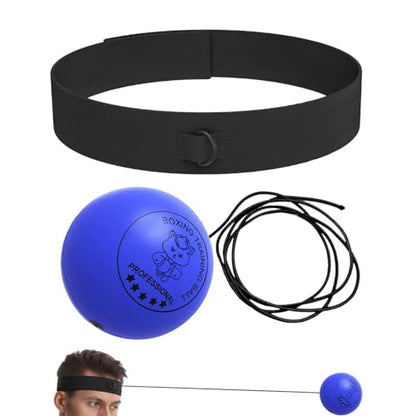 Punching Ball with Headband Adjustable Breathable Soft | Home Boxing Reflex Ball Punching Game for Men Women Adults Beginner Workout Exercise Relief Fitness MMA - color: Blue