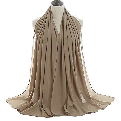 YOUR SMILE for Women Lightweight Breathable Solid Color Soft Chiffon Long Fashion Scarves Sun-proof Shawls Wrap - color: Brown
