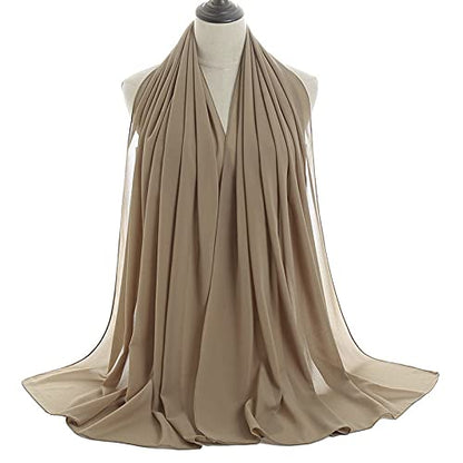 YOUR SMILE for Women Lightweight Breathable Solid Color Soft Chiffon Long Fashion Scarves Sun-proof Shawls Wrap - color: Brown