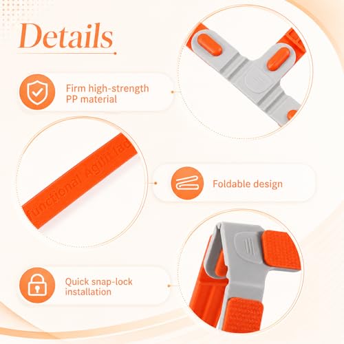 10 Rung Agility Ladder, Multi-Use Speed Training Ladder Foldable Agility Hurdles, Portable Orange Hurdles for Soccer Football Basketball Track Indoor Outdoor