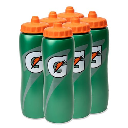 Gatorade 32 Oz Squeeze Water Sports Bottle - Value Pack of 6 - New Easy Grip Design for 2014