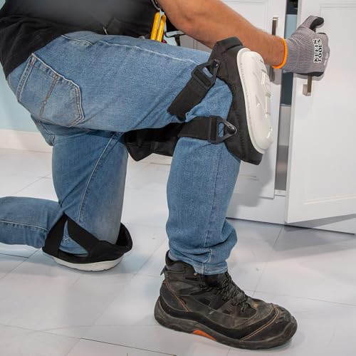 KLEIN TOOLS 60896 Knee Pad, Non-Marring, Gel-Like Padding, Semi-Round Stabilizing Knee Pads with Adjustable Straps for Construction and Flooring - size: Non-Marring Stabilizer