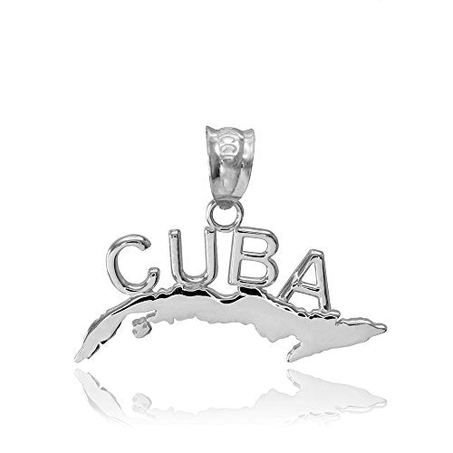 High Polish 925 Sterling Silver Cuba Pendant Necklace