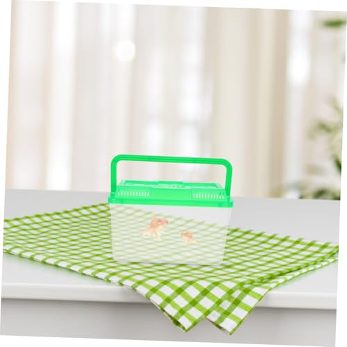 SUPVOX 4Pcs Mini Transparent Fish Tank with Handle Portable Pet Carrier for Small Fish Turtles Lizards Hamsters Lid Aquarium Breeding Box for Home Office Decor
