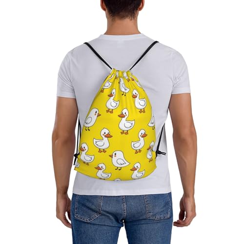 Unisex Lightweight Gym Sack Cute Rubber Duck Chick Yellow, Polyester Drawstring Bag for Workout, Training and Beach - color: Pattern (364)