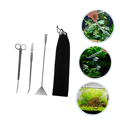 HANABASS 1set Aquatic Plant Cleaning Tools Scissors Ergonomic Tweezers and Landscape Spatula for Tank Maintenance
