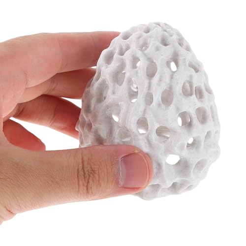 WOONEKY Shrimp Hideout Aquarium Cave with Multiple Holes Hollow Coral Rock Breeding Shelter Fish Tank Decoration for Freshwater Shrimp and Betta Fish