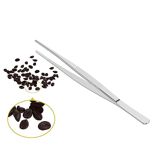 12" Stainless Steel Tweezers, Straight Blunt, 3/64" Thick | Round Serrated Tip, Multipurpose Daily Garden Home Lab Craft Repairing Tool - size: 12"L(3/64"T)
