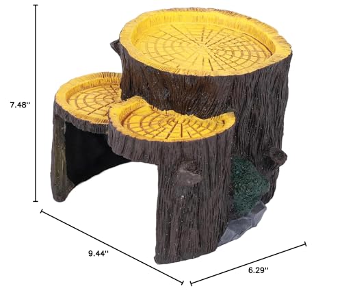 1 Piece Artificial Aquarium Stump, Resin, Food Platform, Stable, Realistic Design, Terrarium Cave Ornament for Shelter