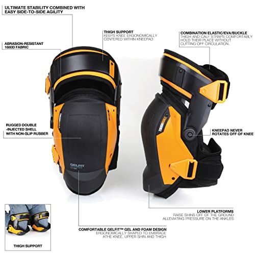 ToughBuilt - Gelfit ™ Thigh Support Stabilization Knee Pads - Heavy Duty, Comfortable and Adjustable - (TB-KP-G3) - size: GelFit Thigh Support