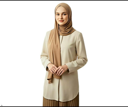 Cotton Modal Jersey Hijab with Matching Undercap, Women's Casual Style, 180cm × 70cm - color: Camel Brown