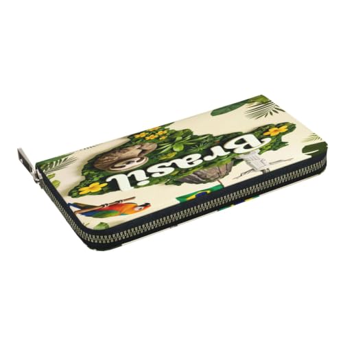 Brazil's Diversity And Nature PU Leather Long Wallet for Women Men, Zipper Clutch Wallet RFID Card Holder Organizer - color: Brazil's Diversity And Nature