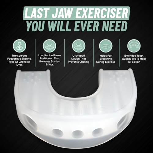 Transparent Silicone Jaw Exerciser - Non-Toxic & Free of Dyes - 3 Resistance Levels Jaw Trainer - Jaw Strengthener & Face Exerciser - Ideal Mewing Device and Jaw Training