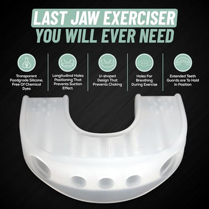 Transparent Silicone Jaw Exerciser - Non-Toxic & Free of Dyes - 3 Resistance Levels Jaw Trainer - Jaw Strengthener & Face Exerciser - Ideal Mewing Device and Jaw Training
