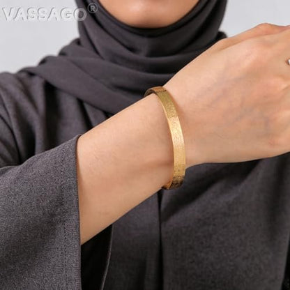 VASSAGO Ayatul Kursi Bracelet for Women Men Muslim Quran Allah Openable Bangles Arabic Calligraphy Cuff Bracelet Islam Eid Islamic Jewelry Gifts - color: Ayatul Kursi Bracelet