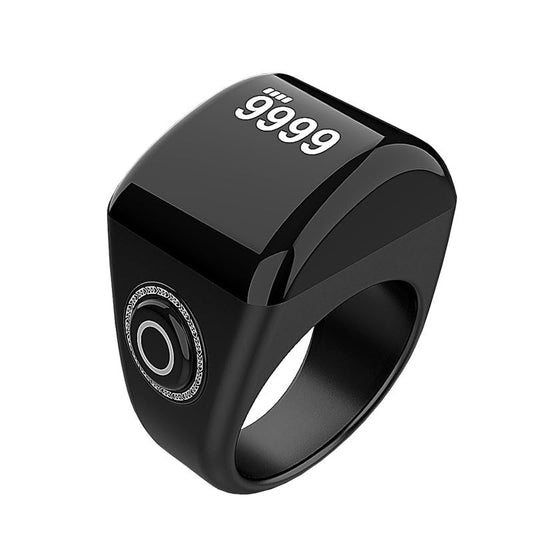 Smart Ring, Muslim Digital Azan Alarm Clock, Digital Tasbih Finger Counter with OLED Screen, Waterproof, APP Support Counter Smart Ring (20mm) - size: A-Black