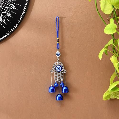 LoveNspire Evil Eye Chime Hanging Decoration with Hamsa Hand – Turkish Nazar Amulet for Home, Office, Car & Door | Good Luck Charm (9 Inch) - color: Evil Eye Chime With Hamsa Hand