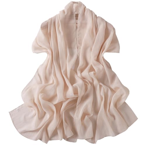 Women Hijab Chiffon Head Scarf Lightweight Shimmer Scarves Crepe Wedding Shawls and Wraps for Evening Dresses Shiny - color: Light-camel