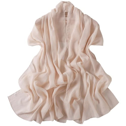 Women Hijab Chiffon Head Scarf Lightweight Shimmer Scarves Crepe Wedding Shawls and Wraps for Evening Dresses Shiny - color: Light-camel