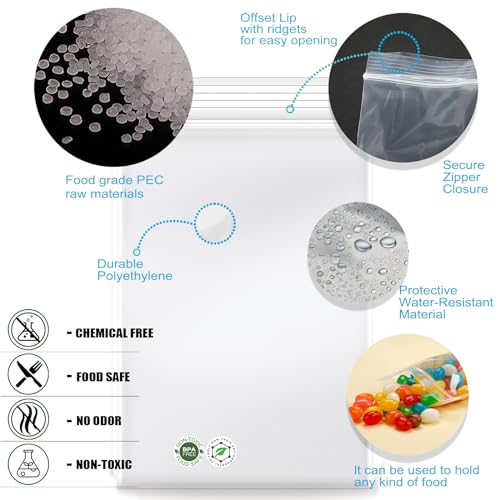 4''x 6'', (Pack of 100) 2 mil Thick Clear Plastic Reclosable Zip Poly Bags with Resealable Lock Seal Zipper for Photo, Jewelry, Bakery, Treats, Travel, Storage, Packaging & Shipping - size: 4" x 6"