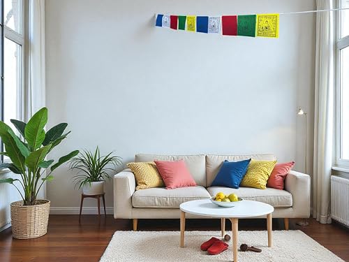 Mini Medicine Buddha Prayer Flags – Set of 10 (Approx. 3″ × 3.5″ Each) Hand-Printed in Nepal | Designed for Healing & Calm (Pack of 4) - size: 3"X3.5" (Pack of 4)