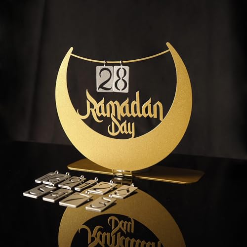 Ramadan Calendar Metal Tabletop Decor, Countdown to Eid Mubarak, 30 Days of Ramadan Good Deeds Calendar, Islamic Table Decoration & Gift for Muslims, Ramadan Decoration