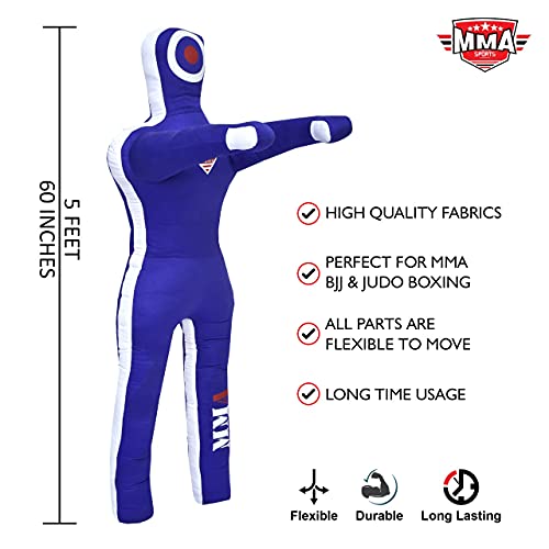 MMA Sports Brazilian JIU Jitsu Grappling Submission Throwing Dummy Punching Heavy Bag Kick Boxing Dummies UNFILLED - color: Blue-1, size: 5ft, style: Standing