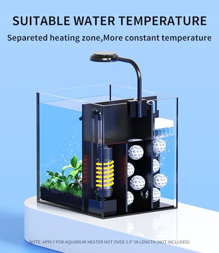 2 Gallon Glass Fish Tank Kit with Hidden Filtration Light Lid Rimless | Black Background, Dry-wet Separation Filtration, Self-cleaning, Ultra-quiet, Adjustable Water Flow, for Betta Shrimp Guppy
