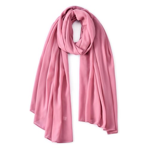 Yeieeo Chiffon Head Wraps for Women - Solid Color Fashion Bubble Chiffon Scarf Hijab - color: Skin Pink
