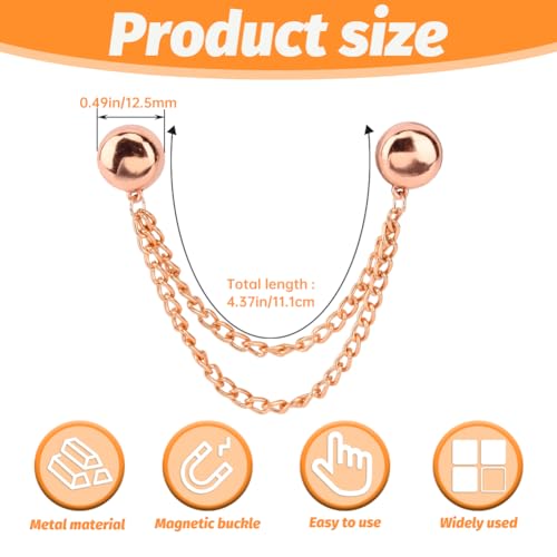 8 Pcs Magnetic Clothing Clips, Multi-Function Magnetic Clothing Clips with Chain, Clothing Magnets for Shirts, Sleeves, Skirts, Dresses & Pants(Color:Gold+Silver+Black+Rose Gold)