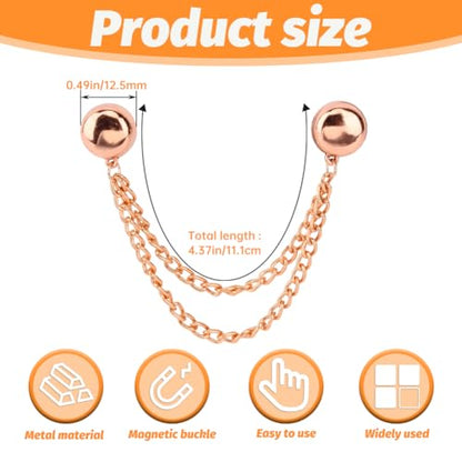 8 Pcs Magnetic Clothing Clips, Multi-Function Magnetic Clothing Clips with Chain, Clothing Magnets for Shirts, Sleeves, Skirts, Dresses & Pants(Color:Gold+Silver+Black+Rose Gold)