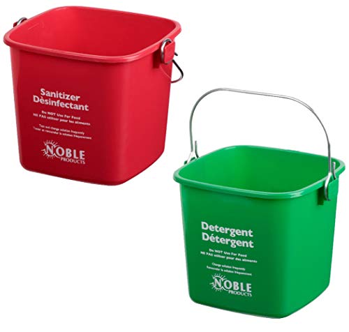 KP97RDNBL/KP97GNNBL Square Pail for Cleaning, Detergent and Sanitizing, 3quart, Small, Red and Green, Set of 2 - size: 2 Count (Pack of 1)