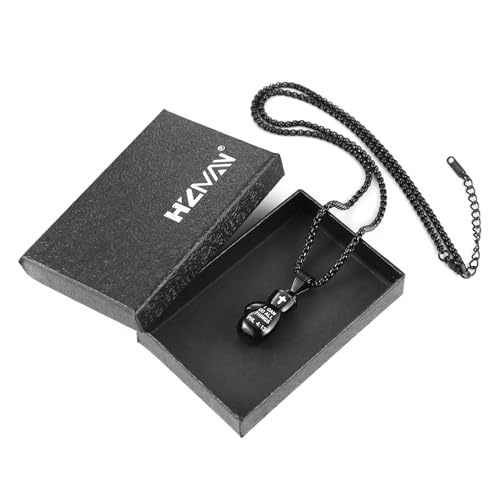 HZMAN Men Women Punk Stainless Steel Boxing Glove Chain Pendant Necklace - color: PHL4:13 Black