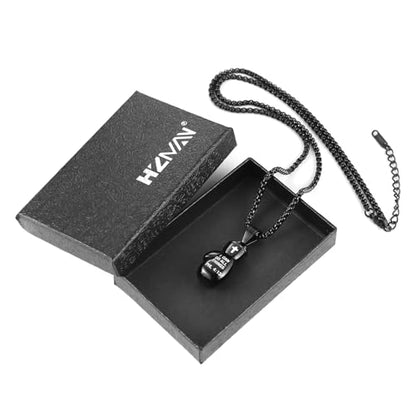 HZMAN Men Women Punk Stainless Steel Boxing Glove Chain Pendant Necklace - color: PHL4:13 Black