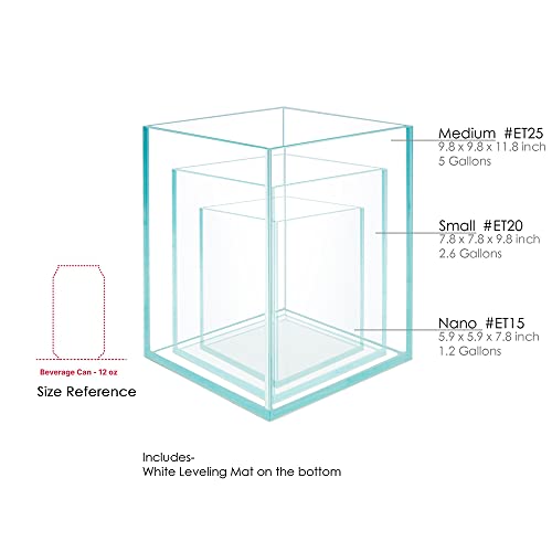 Nano Tall Rimless Frameless Extra Clear Glass Aquarium, Low Iron Glass Tank, 5mm Glass, White Leveling Mat Included, w/Lids Options - size: 2.6 GAL 7.8x7.8x9.8 in