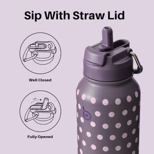 BOTTLE BOTTLE 32oz Insulated Water Bottle with Pill Box | Stainless Steel,Sport Water Bottle, with Straw Dual-use Lid and Pill Box, Design for Gym - color: Dancing Dots