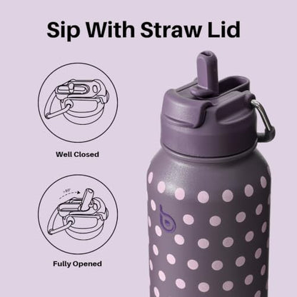 BOTTLE BOTTLE 32oz Insulated Water Bottle with Pill Box | Stainless Steel,Sport Water Bottle, with Straw Dual-use Lid and Pill Box, Design for Gym - color: Dancing Dots