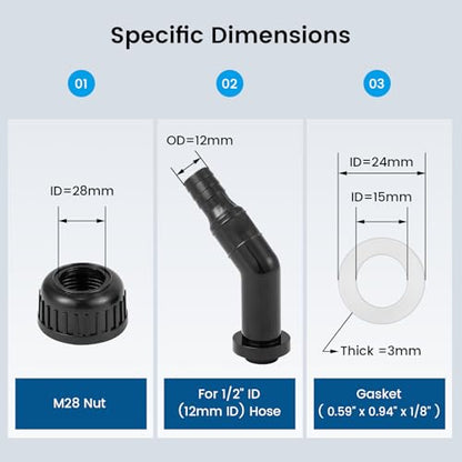 Aquarium Chiller Fitting Kit, Water Hose Connector Accessories | One Set (1 Set)