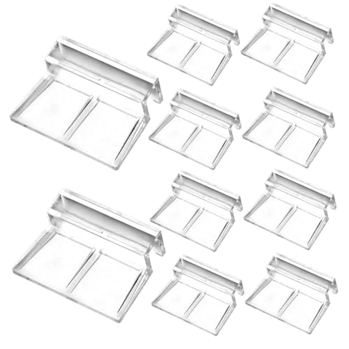 10Pcs Aquarium Lid Clips, Clear Acrylic Aquarium Cover Support Clamps Replacement Glass Top Cover Holder for Rimless Fish Tank, 8mm Hood Acrylic Fish Tank