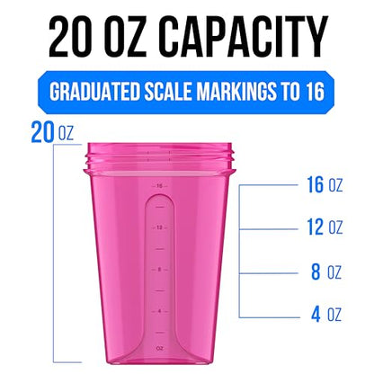 VELOMIX -2 Pack- 20 oz Protein Shaker Bottles for Protein Mixes - 2x Wire Whisk | Leak Proof Shaker Cups for Protein Shakes and Pre Workout | Protein Shaker Bottle Pack (A6) Black/Pink - color: A6) Black/Pink