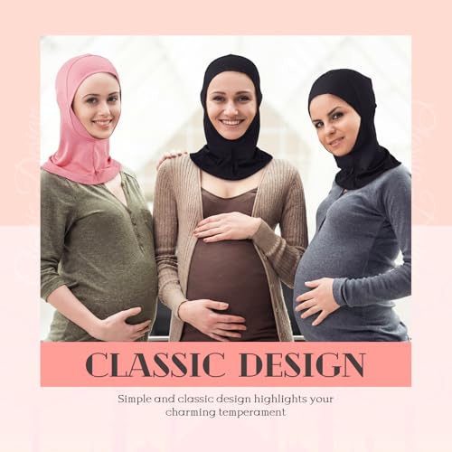 Geyoga Modal Hijab Cap for Women Adjustable Muslim Stretchy Turban Full Cover Shawl Cap Full Neck Coverage Small and medium - color: Pink, Black