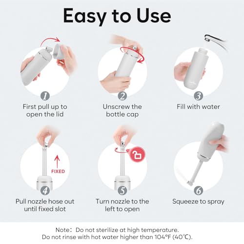 Easy@Home Portable Bidet for Travel: Handheld Sprayer Kit - Personal Hygiene Peri Bottle for Women & Men | Perineal & Postpartum Care Essentials | 380mL (12.8 oz) Large Capacity Bottle | EPB-01 Grey