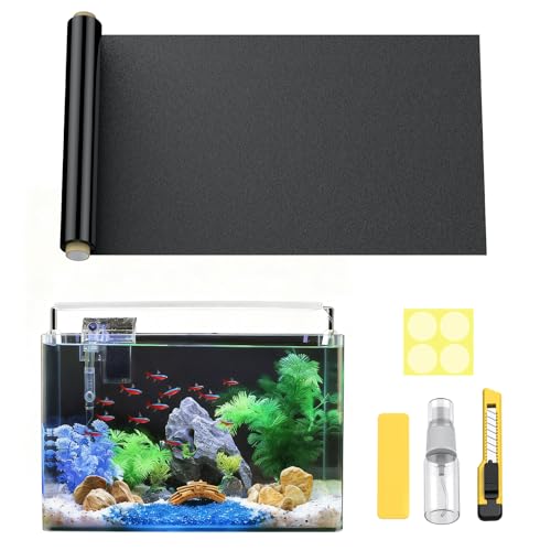 Pawfly Black Aquarium Background, 39.3" x 11.8", Static Cling Fish Tank Background Wallpaper, No Glue Reusable PVC Fish Tank Backdrop, Easy to Install Aquarium Décor Background, Fish Tank Decoration - size: 39.3" x 11.8"